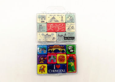 3D 레진 사진 인쇄 냉장고 자석 에포시 냉장고 자석 30mm X 40mm 투명한 플라스틱 상자와 투명한 플라스틱 상자