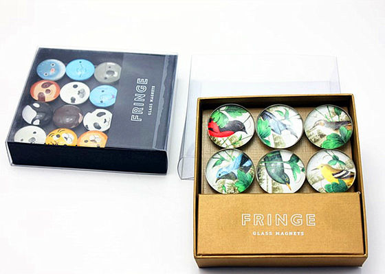 25mm 40mm 50mm 맞춤 사진 인쇄 크리스탈 유리 돔 냉장고 자석 선물 상자 포장 포함